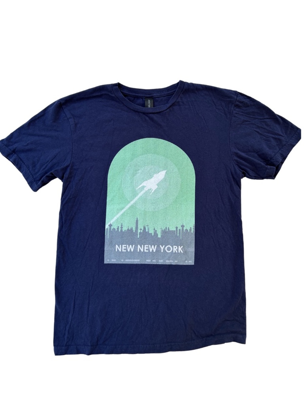 Futurama New New York / Planet Express Graphic Tee - Navy w Mint Print - Small
